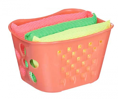 Bureți vase și lavete - Set 3 bureti curatare cu suport plastic, portocaliu