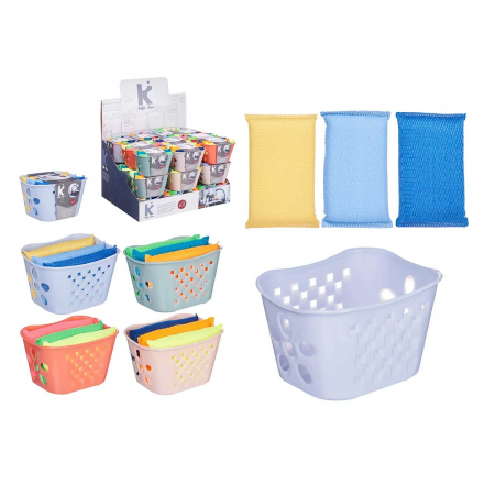 Set 3 bureti curatare cu suport plastic, roz [2]