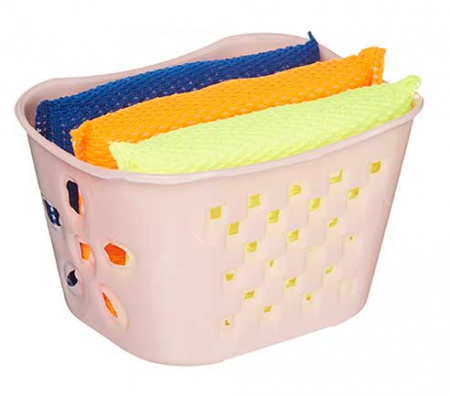 Bureti vase si lavete - Set 3 bureti curatare cu suport plastic, roz