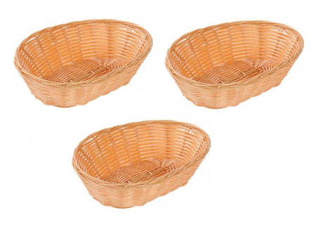 Platouri, tavi si cosuri paine - Set 3 cosuri ovale pentru paine, ratan sintetic, 24.5x18 cm