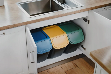 Set 3 cosuri reciclare gunoi Bini, cu manere si capace colorate [1]