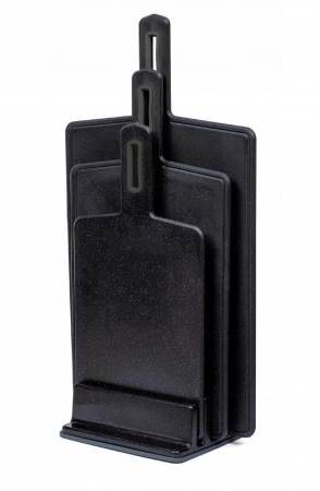 Tocatoare si plansete bucatarie - Set 3 tocatoare Vegana S, M, L, cu suport, negru cosmos