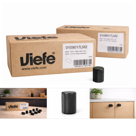 Butoni - Set 50 bucati butoni mobilier Graf, finisaj negru mat, 17.5x28 mm