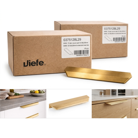 Moderne - Set 50 bucati manere pentru mobilier Vann, alama shadow periata, L: 200 mm