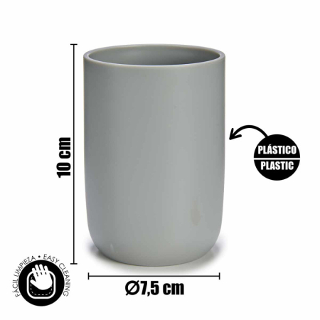 Set accesorii baie Berilo, oglindă, dozator de săpun, pahar și perie WC, gri [2]