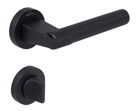 Manere usa baie - Set maner usa baie Dora Straight, cu rozeta rotunda, finisaj negru mat CB