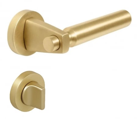 Manere usa baie - Set maner usa baie Hana Smooth, cu rozeta rotunda, finisaj alama satin CB
