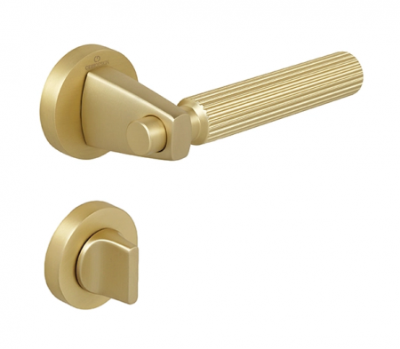 Manere usa baie - Set maner usa baie Hana Straight, cu rozeta rotunda, finisaj alama satin CB