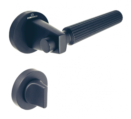 Manere usa baie - Set maner usa baie Hana Straight, cu rozeta rotunda, finisaj negru gun metal CB