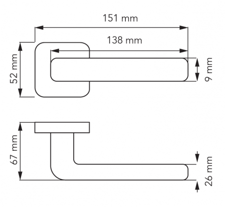 Set maner usa camera Ava CB, cu rozeta patrata, finisaj negru mat CB [1]