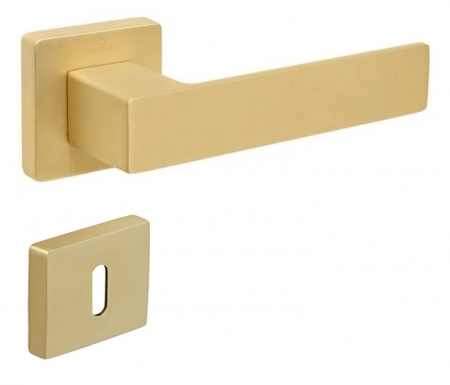 Manere usa camera - Set maner usa camera Cube, cu rozeta patrata, finisaj alama satin CB
