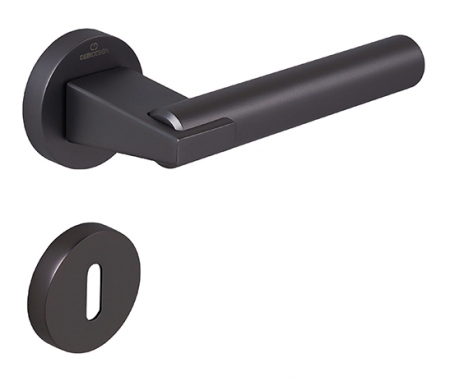Manere usa camera - Set maner usa camera Dora Smooth, cu rozeta rotunda, finisaj negru gun metal CB