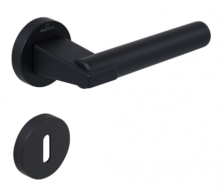 Manere usi - Set maner usa camera Dora Smooth, cu rozeta rotunda, finisaj negru mat CB