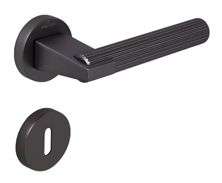 Manere usa camera - Set maner usa camera Dora Straight, cu rozeta rotunda, finisaj negru gun metal CB