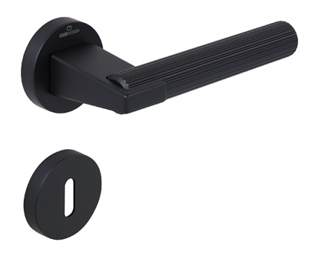 Manere usi - Set maner usa camera Dora Straight, cu rozeta rotunda, finisaj negru mat CB