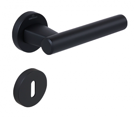 Manere usa camera - Set maner usa camera Fugi Smooth, cu rozeta rotunda, finisaj negru mat CB
