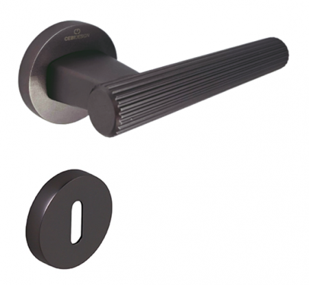 Manere usa camera - Set maner usa camera Fugi Straight, cu rozeta rotunda, finisaj negru gun metal CB