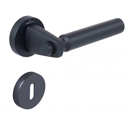 Manere usa camera - Set maner usa camera Hana Smooth, cu rozeta rotunda, finisaj negru gun metal CB