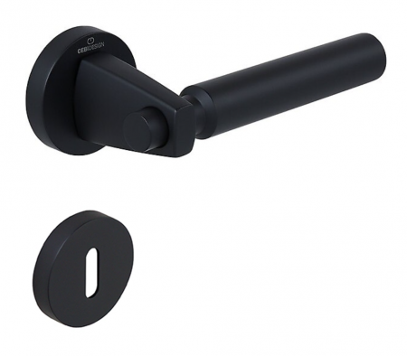 Manere usi - Set maner usa camera Hana Smooth, cu rozeta rotunda, finisaj negru mat CB