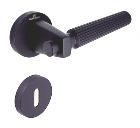 Manere usa camera - Set maner usa camera Hana Straight, cu rozeta rotunda, finisaj negru gun metal CB