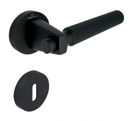 Manere usa camera - Set maner usa camera Hana Straight, cu rozeta rotunda, finisaj negru mat CB
