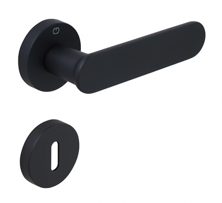 Manere usa camera - Set maner usa camera Ova, cu rozeta rotunda, finisaj negru mat CB