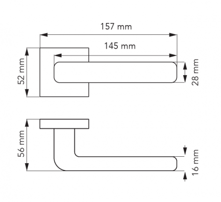 Set maner usa camera Pira, cu rozeta patrata, finisaj negru mat CB [1]