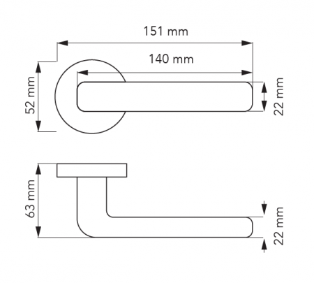 Set maner usa cu cilindru Hana Knurling, cu rozeta rotunda, finisaj negru mat CB [1]