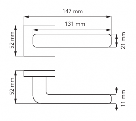 Set maner usa cu cilindru Leta, cu rozeta patrata, finisaj nichel satin CB [1]