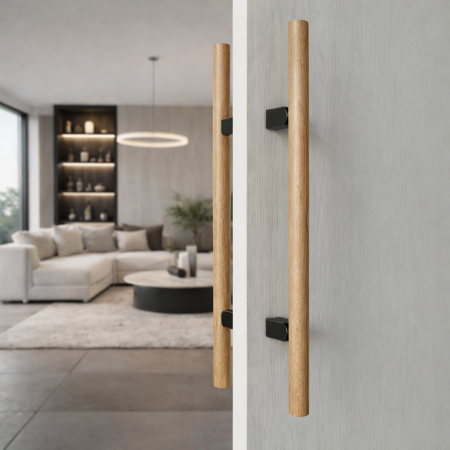 Set manere spatiale double Kumo Wood Big, finisaj stejar / negru titan, L:610 mm [3]