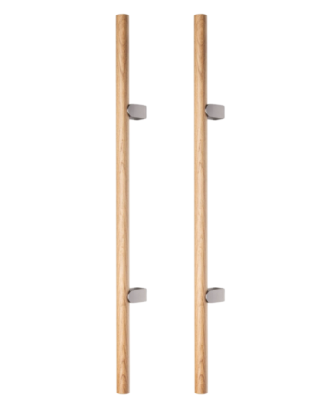 FERONERIE SI ACCESORII USI - Set manere spatiale double Kumo Wood Big, finisaj stejar / otel inoxidabil, L:1010 mm