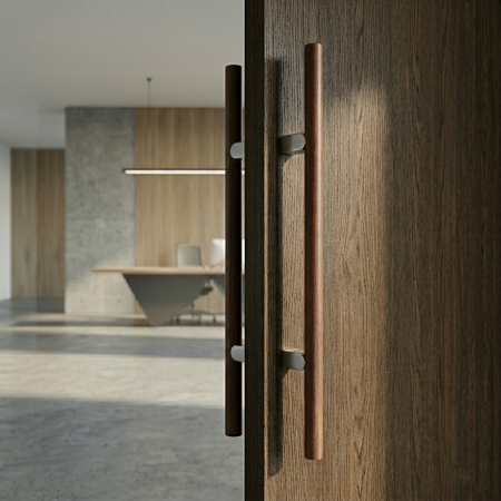 Set manere spatiale double Kumo Wood Big One, finisaj nuc / otel inoxidabil, L:878 mm [3]