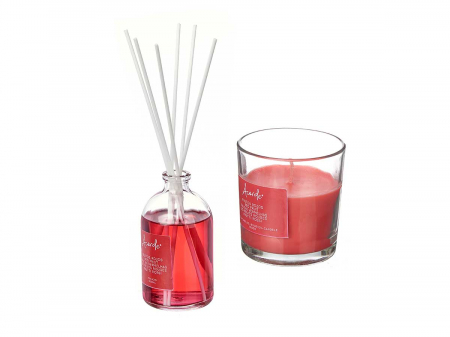 Accesorii diverse - Set odorizant camera lichid 100 ml si lumanare 30 h, fructe rosii