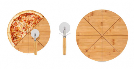 Set platou bambus si cutit pizza [2]