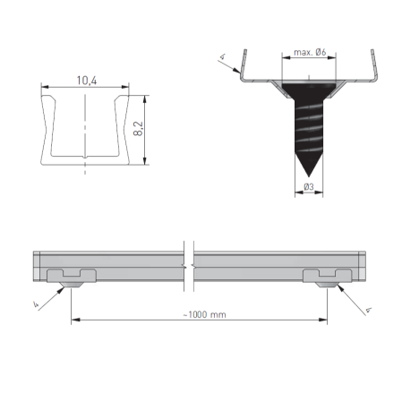 Set profil LED aplicat Glax Micro GTV, din aluminiu, argintiu, cu dispersor opac, 2 m [7]