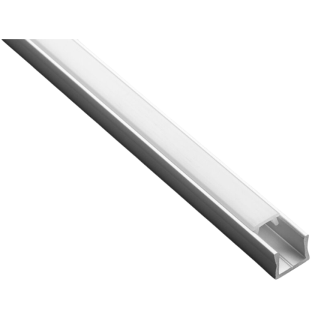 Profil bandă led - Set profil LED aplicat Glax Micro GTV, din aluminiu, argintiu, cu dispersor opac, 2 m