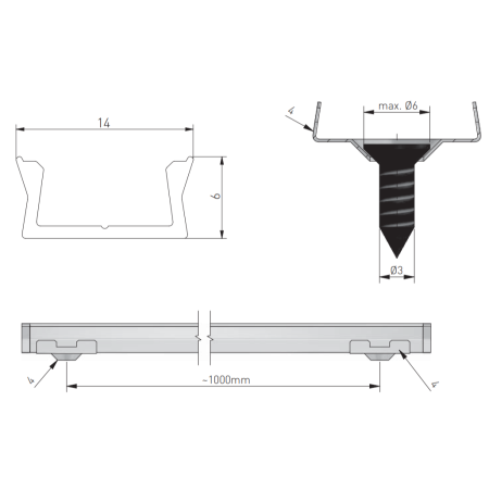 Set profil LED aplicat GLAX MINI GTV, din aluminiu, argintiu, cu dispersor opac, 2 m [5]