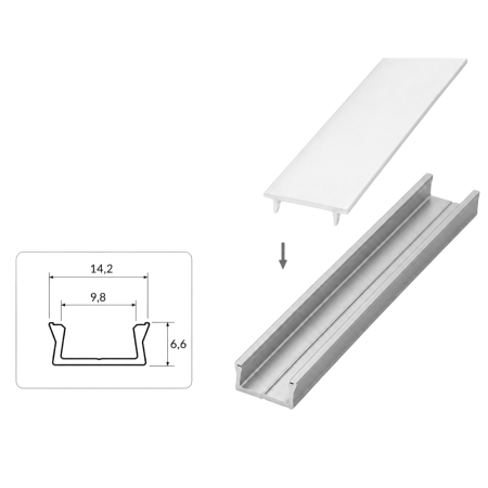 Set profil LED aplicat Glax Mini GTV, din aluminiu, negru mat, cu dispersor opac, 3 m [6]