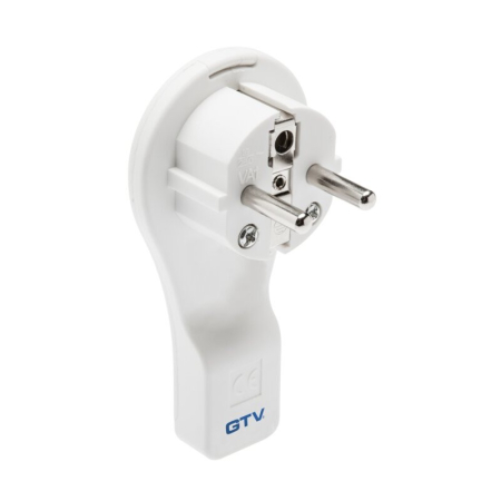 Accesorii diverse - Ștecher electric GTV, plat, unghiular,16 A, 250 V, alb