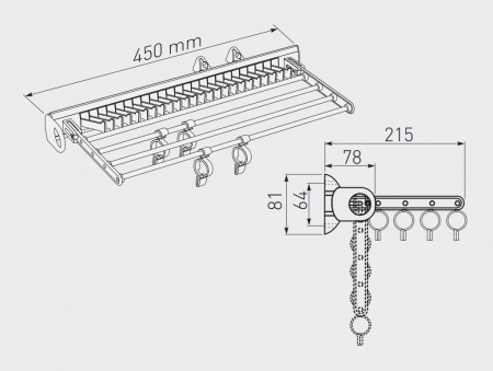 Suport cravate/fuste extractibil, finisaj negru/aluminiu [1]