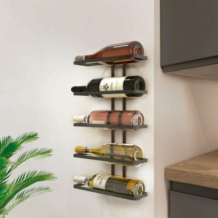 Rafturi depozitare - Suport de perete Wine Wall 5 Lava pentru 5 sticle de vin 25*8*44 cm