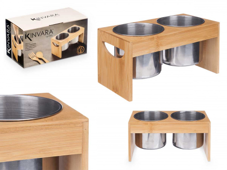 Suport din metal dublu pentru ustensile cu suport din bambus [2]