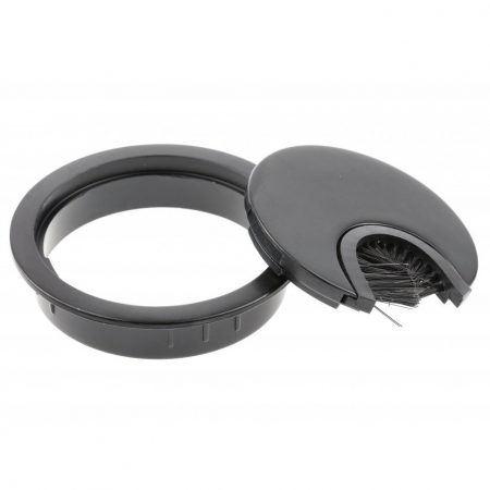 Suport doza trecere cablu metalica, finisaj negru mat, cu perii Ø60 mm [1]