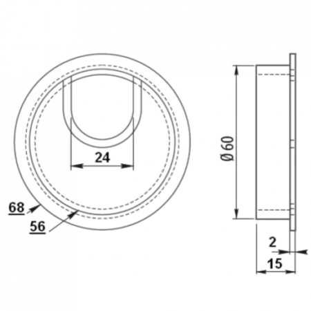 Suport doza trecere cablu metalica, finisaj negru mat, cu perii Ø60 mm [2]