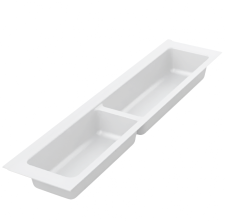 Suporturi organizare tacamuri si ustensile - Suport modular organizare tacamuri, cu doua compartimente, alb, 107x480 mm