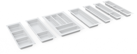 Suport modular organizare tacamuri, cu doua compartimente, alb, 157x480 mm [6]
