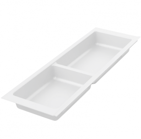 Suporturi organizare tacamuri si ustensile - Suport modular organizare tacamuri, cu doua compartimente, alb, 157x480 mm