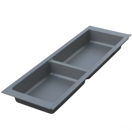 Suporturi organizare tacamuri si ustensile - Suport modular organizare tacamuri, cu doua compartimente, antracit, 157x480 mm