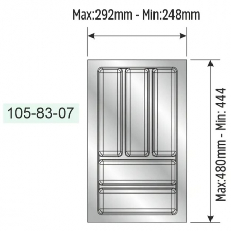 Suport modular organizare tacamuri, modul central, antracit, 292x480 mm [2]