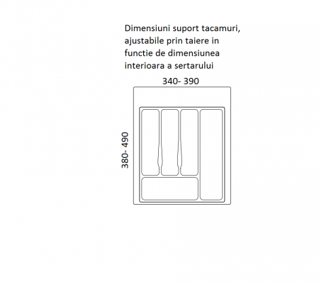 Suport organizare tacamuri, alb, pentru latime exterioara corp 450 mm, montabil in sertar de bucatarie [1]